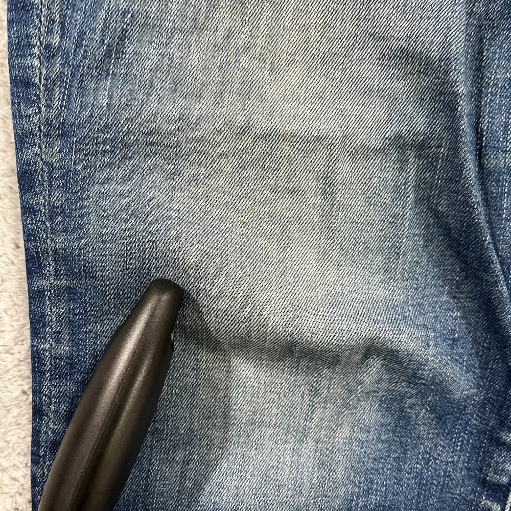 MOTHER High Waisted The Looker Ankle Fray Jeans 26 Blue Denim Frayed Hem Western
